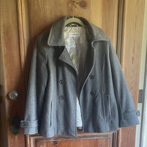 Calvin Klein Charcoal Gray Wool-Blend Peacoat